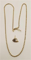 (G) 14kt Yellow Gold Necklace (16" long)  and