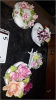 Four pieces of decorative bone china