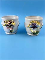 Set Of 2 Small Ceramic Planters-wildwood Marked