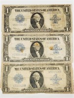 (3) 1923 $1 Silver Certificate, Horse Blanket