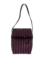 Bally Pink Nylon Striped Slvr-tone Top Handle Bag