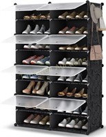 Shoe Rack  8 Tier 32 Pair Shelves Black