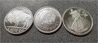 X3   1 tr oz .999 silver rounds