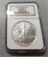 1991 American Silver Eagle 1 tr oz .999 silver $