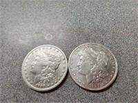 X2  1889 O & 1884 O Morgan silver dollar coins