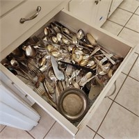 Drawer of Vintage Silverplate Flatware