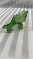 Vintage Green Art Glass Victorian Style Slipper