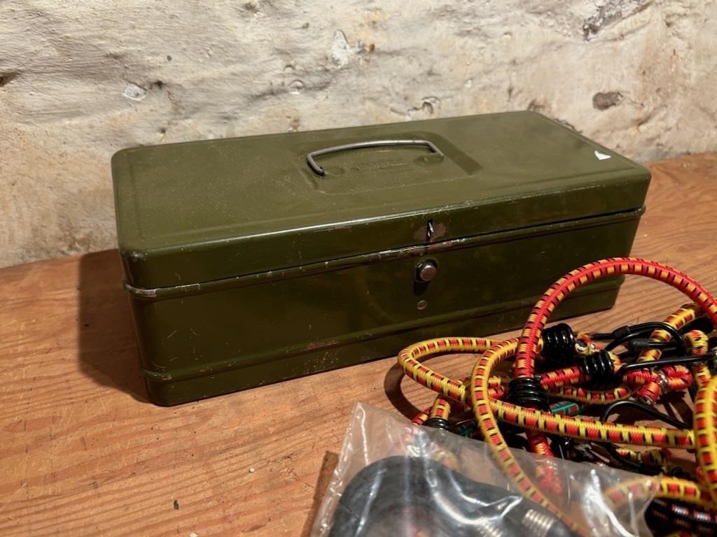 Metal Tackle Box w/ Bungee Cords