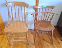 Pair of Wooden chairs. 1 is Ethan Allen