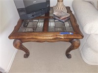 SQUARE SIDE TABLE WITH GLASS INSET PANELS