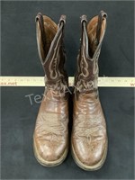 Brown Brandy and Tan Smooth Ostrich Western Boots