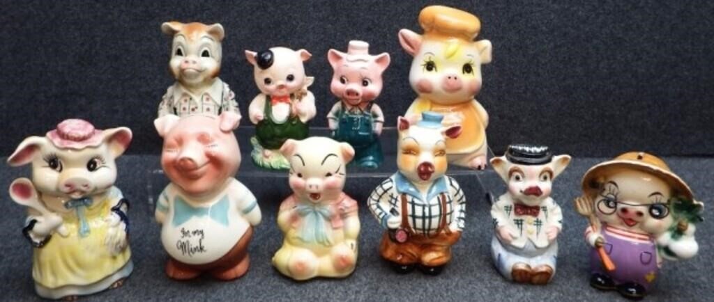 (10) Ceramic / Porcelain Piggy / Pig Banks