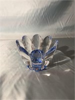 BLUE CRYSTAL TULIP DISH BY ORREFORS SWEDEN