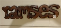Carved wood “ Ramses” plaque 10.5” x 5”