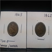 (2) Nicer early Indian Head Cents