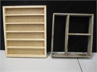 2 Wood Wall Display Boxes - 17" x 20" & 17" x 16"