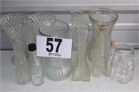 (13) Clear Glass Vases & Bottles (U231)