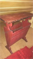 Antique Hand made wood side table with Magazine