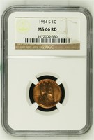 1954-S Lincoln Cent NGC MS66 RD