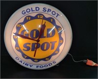 AP Gold Spot Dairy Foods Lighted Advertising Clock