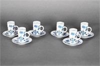 Vintage Blue Danube Irish Coffee Cup/Saucer 6 Sets