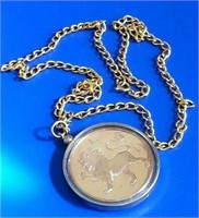 Leo Zodiac Coin Bronze Pendant by Gilroy Roberts