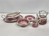 Red and White China Made in England