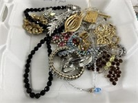 17 Pieces of Rhinestone Jewelry, Some Signed