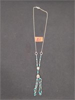 Turquoise beaded sterling silver necklace