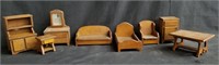 Group of vintage salesman sample furniture, box