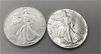 (2) 1987 Silver Eagles