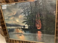 “The Hunters’ Camp Fire” Vintage Framed Print,