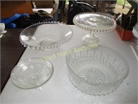 4pc Glass Service - Bowls / Cake Stand