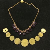 Coin Bracelet & Purple Necklace