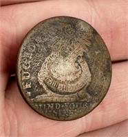 1787 Fugio Large Cent Colonial Copper Coin