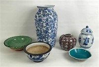 Group of Six Chinese Pottery & Porcelain Items