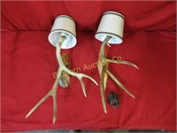 Deer Antler Lamps, Mounted to Hand on Wall 2pc lot