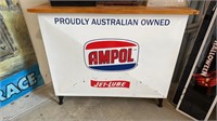 AMPOL SHOP COUNTER STEEL BASE WITH TIMBER TOP