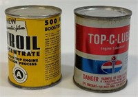 TWO NEW OLD STOCK ENGINE LUBRICANT TINS