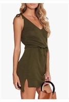 Women's Size Medium Tie Shoulder Dress, Army