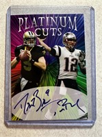 TOM BRADY DREW BREES PLATINUM CUTS PRINTED AUTOS