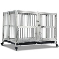 48" Heavy Duty Dog Crate Cage Kennel with Wheels