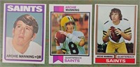 3 ARCHIE MANNING FOOTBALL CARDS 1972 73 74 TOPPS