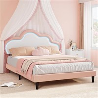 YITAHOME Full Size Bed Frame, Pink