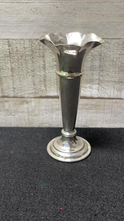 Antique Silver Plate Vase Made In England 5"