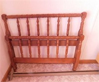 Twin size bed frame & oak headboard, 36" tall