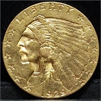1929 $2.50 Indian Head Gold Quarter Eagle
