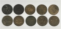 CANADA: Assortment of Ten Canadian Large Cents