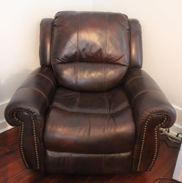 Rolled Arm Leather Electric Recliner