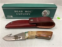 BEAR MGC 244 FIXED BLADE KNIFE WITH LEATHER SHEATH